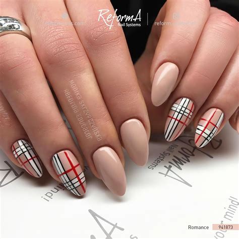 nail design simple burberry line|plaid nail designs for women.